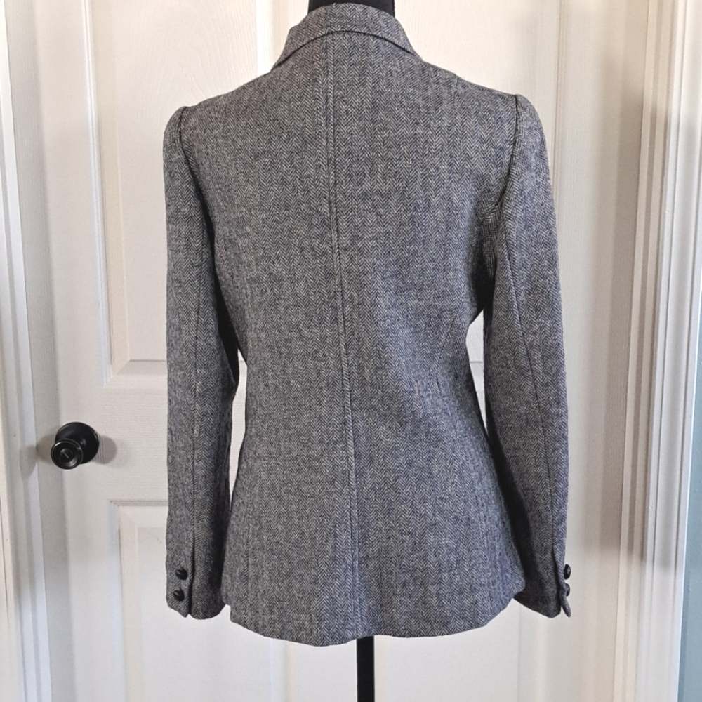 Vintage Pure Wool Swingles Herringbone Tailored Classic Blazer Jacket Coat - Picture 6 of 9